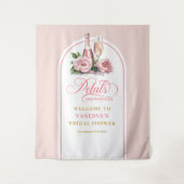 Romantisches Blüten und Prosecco Hochzeitsbanner Wandteppich (Vorderseite)