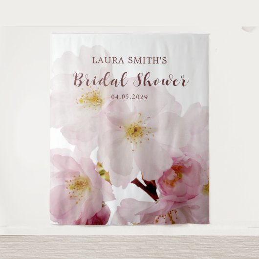 Romantisches Blütenrosa Kirschblüten Brautparty Wandteppich (Vorderseite)