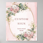 Romantisches Bohemian-Blush-Rosa-Blumen-Schild Poster (Vorne)