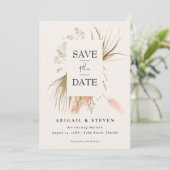 Romantisches Bohemisches Foto mit Pampas Grass Save The Date (Stehend Vorderseite)