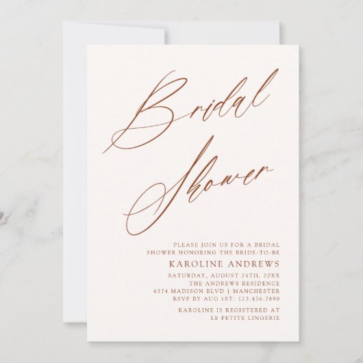 Romantisches Bohemisches Whimsy Script Brautparty  Einladung (Vorderseite)