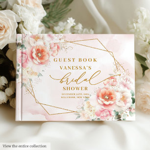 Romantisches Boho Blush Gold Glitzer Brautparty Gästebuch