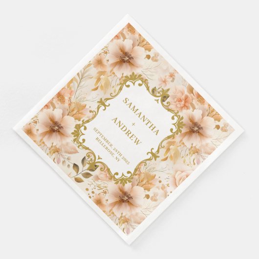 Romantisches Boho Blush Gold Paper Napkins Serviette (Ecke)