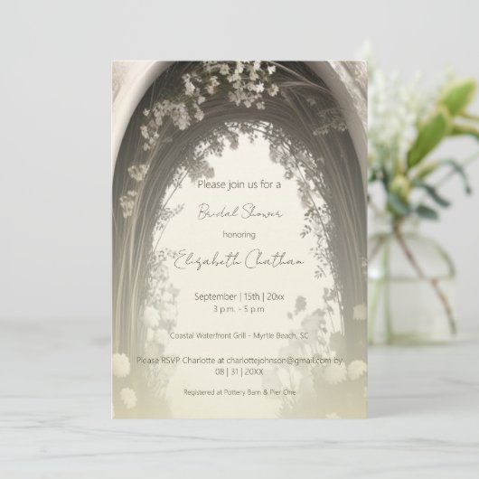 Romantisches Boho Botanisches Brautparty Einladung (Stehend Vorderseite)