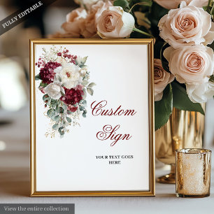 Romantisches Boho Burgundy Gold Wedding Custom Pos Poster