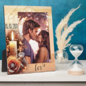 Romantisches Boho Chic Verlobung Foto Plaque Fotoplatte (Seite)