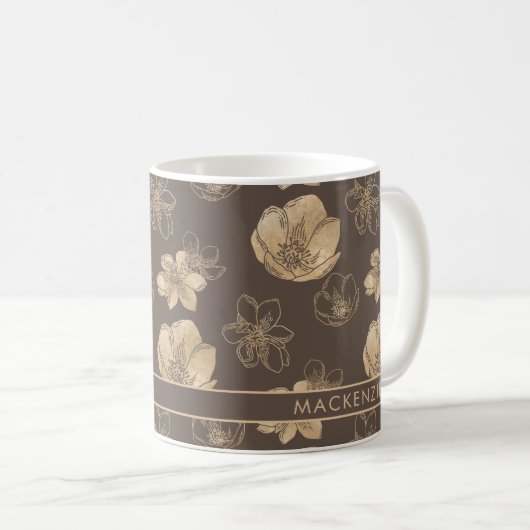 Romantisches Boho Gold Foil Muster Kaffeetasse (VorderseiteRechts)