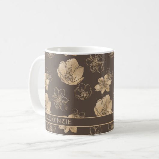 Romantisches Boho Gold Foil Muster Kaffeetasse (Vorderseite Links)