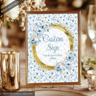 Romantisches Boho Light Blue Gold Hochzeit Custom Poster