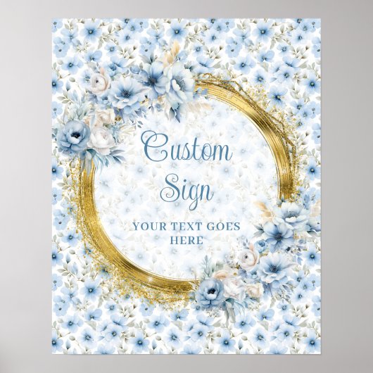 Romantisches Boho Light Blue Gold Hochzeit Custom  Poster (Vorne)