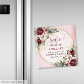 Romantisches Boho Marsala Roségold Hochzeitseinlad Magnet