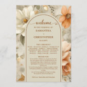 Romantisches Boho-Neutral Beige Oliven Blumen Prog Programm (Vorderseite)