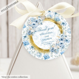 Romantisches Boho Pastell Blau Gold Hochzeitsgesch Geschenkanhänger