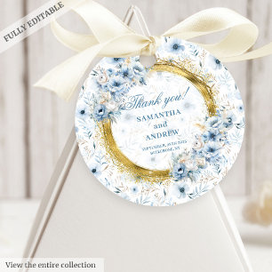 Romantisches Boho Pastell Blau Gold Hochzeitsgesch Geschenkanhänger