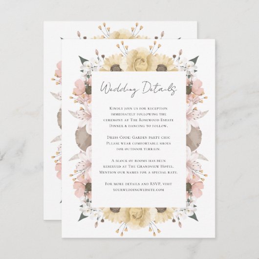 Romantisches Boho Rustikales, neutrales Foto Begleitkarte (Vorne/Hinten)