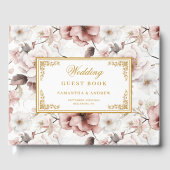 Romantisches boho staubiges rosa goldenes Hochzeit Gästebuch (Vorderseite)