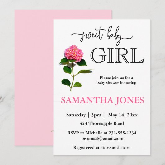 Romantisches botanisches botanisches Mädchen Einladung (Vorne/Hinten)