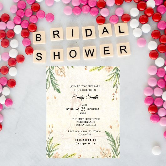 Romantisches botanisches Brautparty Einladung