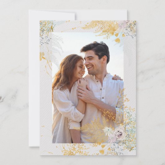 romantisches botanisches Foto Save The Date (Rückseite)