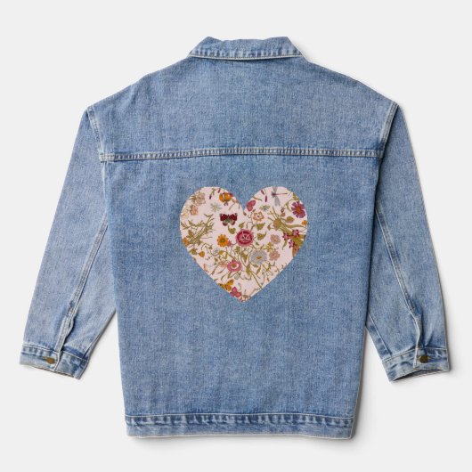 romantisches botanisches Herz  Jeansjacke (Rückseite)