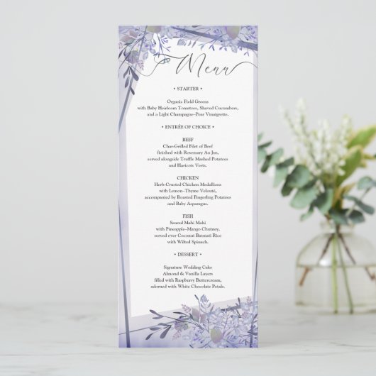 Romantisches Botanisches Hochzeitsmenü Programm (Stehend Vorderseite)