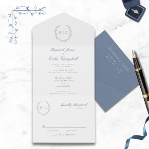 Romantisches Botanisches Wappen Hochzeit All In One Einladung