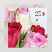 Romantisches Bouquet von Rose 25. Geburtstag Einladung (Vorne/Hinten)