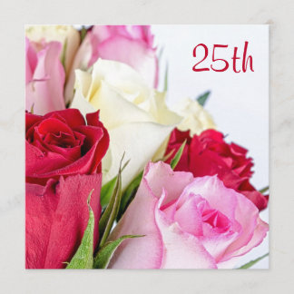 Romantisches Bouquet von Rose 25. Geburtstag Einladung