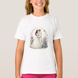 Romantisches Brautpaar Blumen Elegantes Hochzeitsp T-Shirt