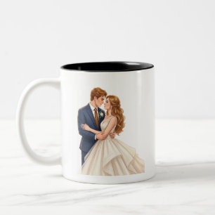Romantisches Brautpaar Zweifarbige Tasse