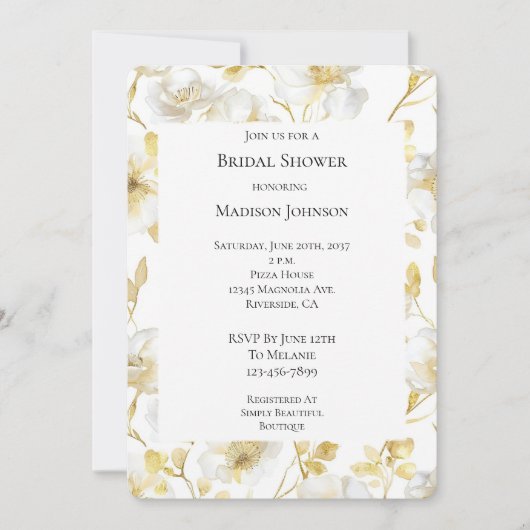 Romantisches Brautparty Einladung (Vorderseite)