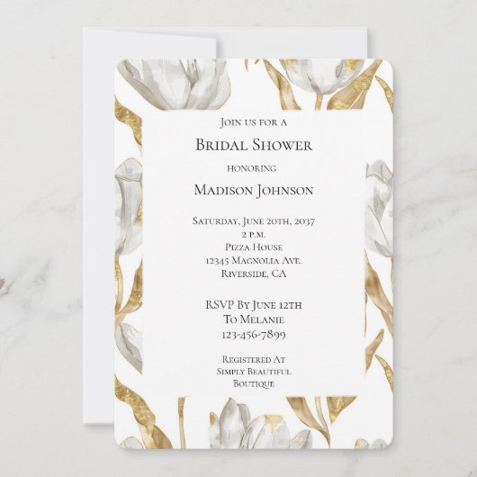 Romantisches Brautparty Einladung (Vorderseite)