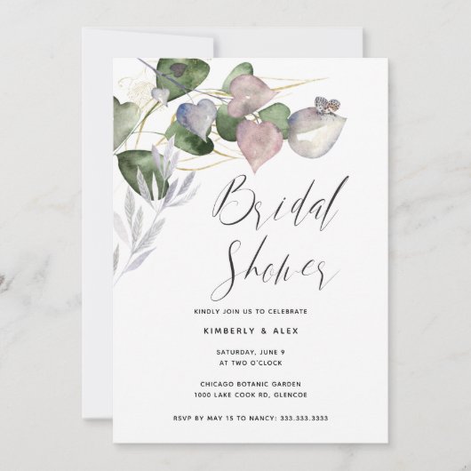 Romantisches Brautparty Einladung (Vorderseite)