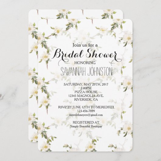 Romantisches Brautparty Einladung (Vorne/Hinten)