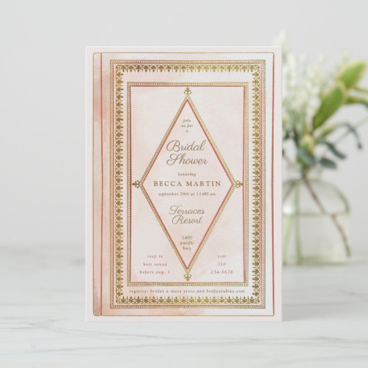 Romantisches Brautparty Einladung (Stehend Vorderseite)