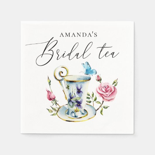 Romantisches Brautparty | Elegantes Tea Party Serviette (Vorderseite)