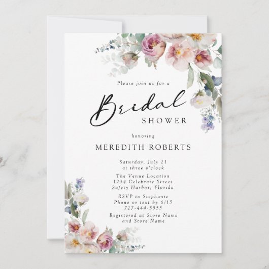 Romantisches Brautparty Eukalyptus Bouquets Einladung (Vorderseite)