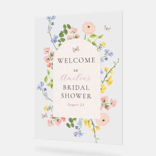 Romantisches Brautparty Flora Willkommen Acrylschild (Winkel)