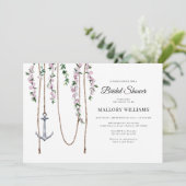 Romantisches Brautparty für den Blumenanker Einladung (Stehend Vorderseite)