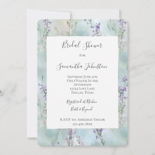 Romantisches Brautparty Hübscher Lavendel-Blume Einladung (Vorderseite)