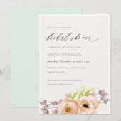 ROMANTISCHES BRAUTPARTY, LILA, BLUE FLORAL EINLADUNG (Vorne/Hinten)