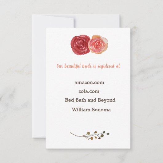 Romantisches Brautparty mit Braut Einladung (Rückseite)