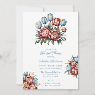 Romantisches Brautparty Peonies & Tulips Einladung