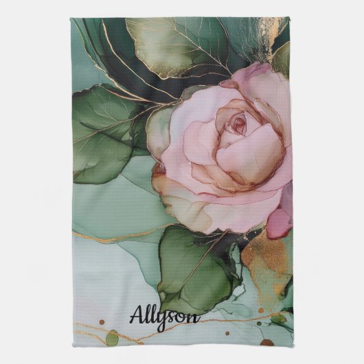Romantisches Brautparty Rosa Rose Geschirrtuch (Vertikal)
