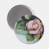 Romantisches Brautparty Rosa Rose Magnet (Vorderseite/Rückseite)