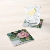 Romantisches Brautparty Rosa Rose Rechteckiger Pappuntersetzer (Vor Ort)