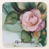 Romantisches Brautparty Rosa Rose Rechteckiger Pappuntersetzer (Vorderseite)