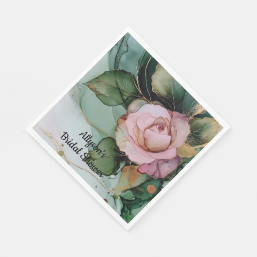 Romantisches Brautparty Rosa Rose Serviette (Ecke)