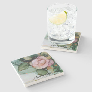 Romantisches Brautparty Rosa Rose Steinuntersetzer