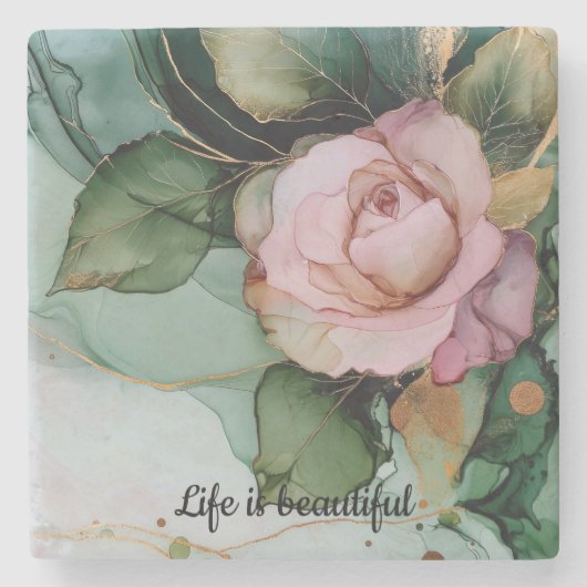 Romantisches Brautparty Rosa Rose Steinuntersetzer (Vorderseite)